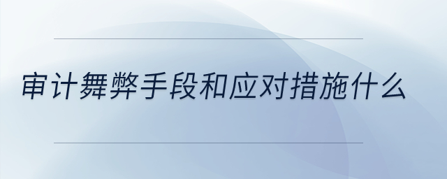 審計舞弊手段和應對措施什么？