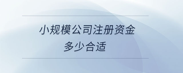 小規模公司注冊資金多少合適