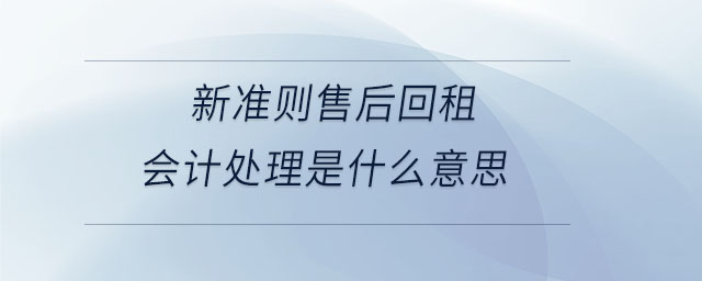 新準(zhǔn)則售后回租會(huì)計(jì)處理是什么意思