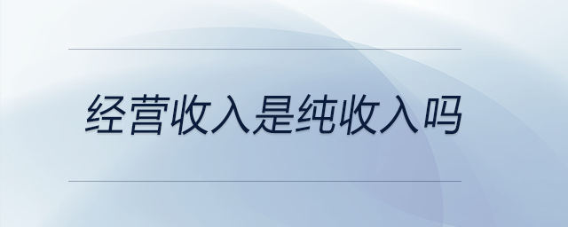 經營收入是純收入嗎