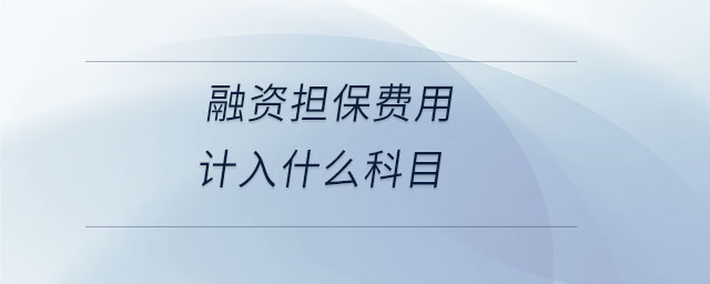 融資擔保費用計入什么科目