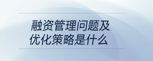 融資管理問題及優化策略是什么