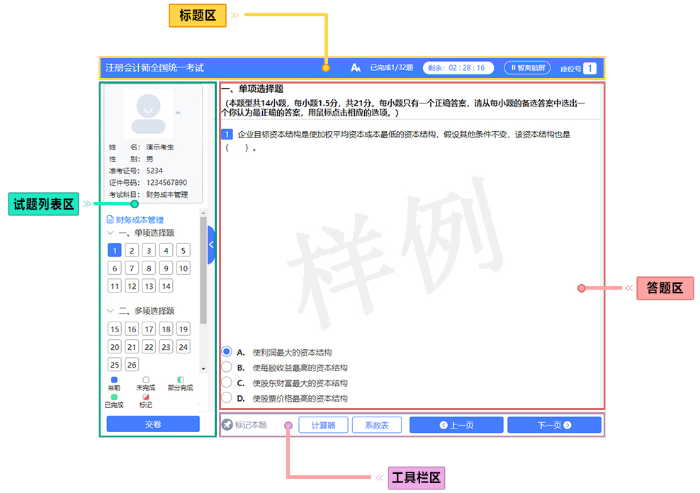 機考系統布局介紹