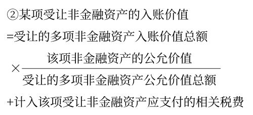 受讓非金融資產入賬價值的確定
