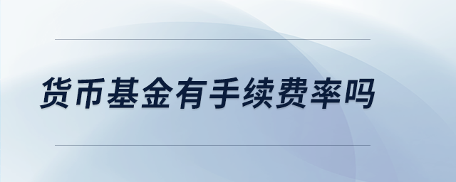貨幣基金有手續費率嗎