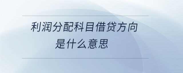 利潤分配科目借貸方向是什么意思
