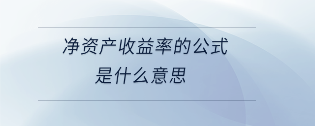 凈資產收益率的公式是什么意思