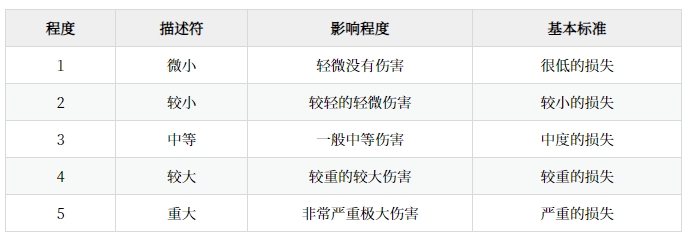 風險可能產生的影響的排序及標準