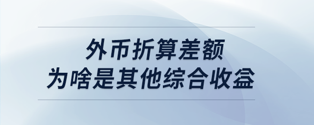 外幣折算差額為啥是其他綜合收益