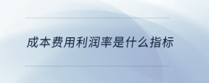 成本費用利潤率是什么指標