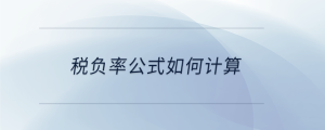 稅負率公式如何計算