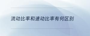 流動比率和速動比率有何區別