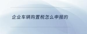 企業車輛購置稅怎么申報的
