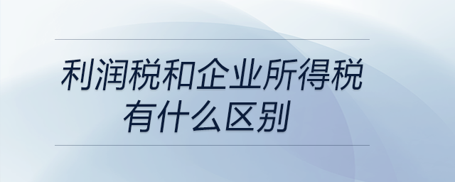 利潤稅和企業所得稅有什么區別
