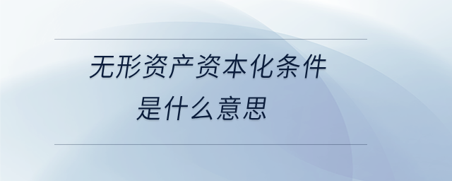 無形資產資本化條件是什么意思