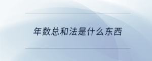 年數總和法是什么東西
