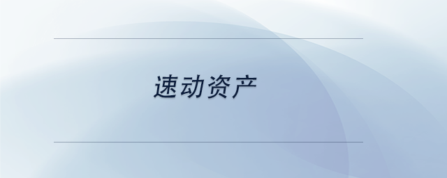 中級會計速動資產