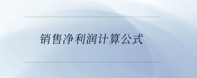 銷售凈利潤計算公式