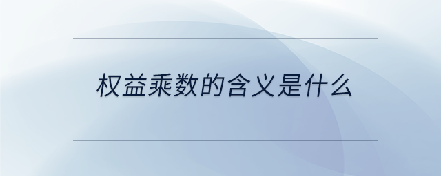 權益乘數的含義是什么