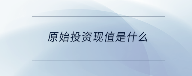 原始投資現值是什么