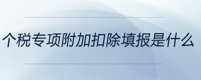 個稅專項附加扣除填報是什么