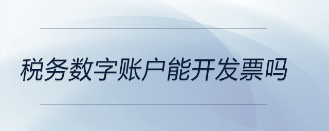 稅務數字賬戶能開發票嗎