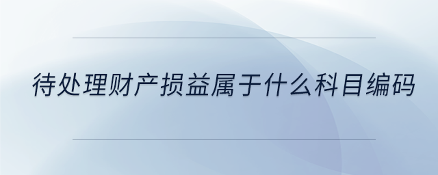 待處理財產損益屬于什么科目編碼