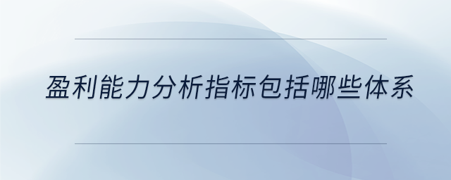 盈利能力分析指標包括哪些體系