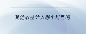 其他收益計入哪個科目呢