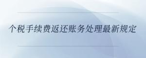 個稅手續費返還賬務處理最新規定