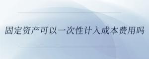固定資產可以一次性計入成本費用嗎