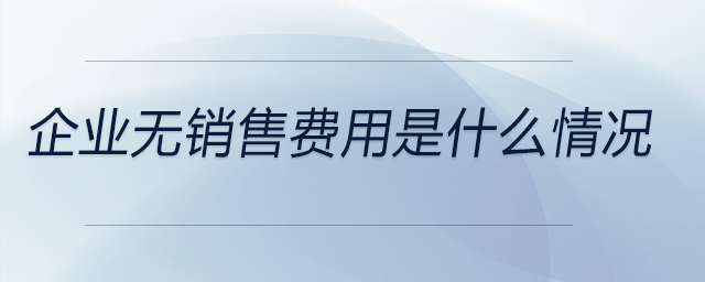 企業(yè)無(wú)銷(xiāo)售費(fèi)用是什么情況