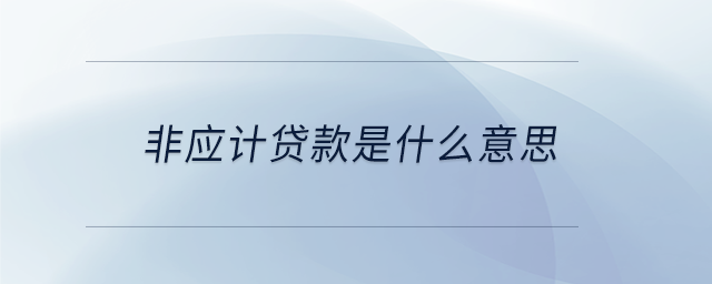 非應計貸款是什么意思