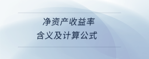 凈資產收益率含義及計算公式