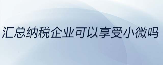 匯總納稅企業可以享受小微嗎