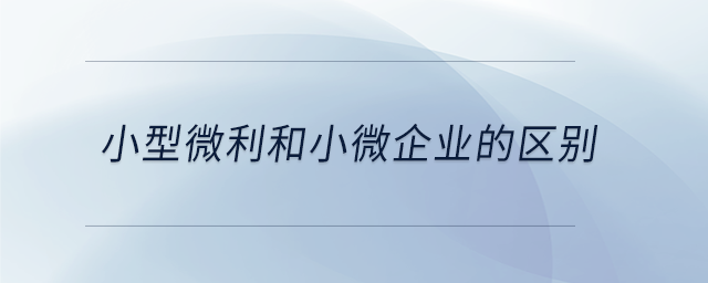 小型微利和小微企業的區別