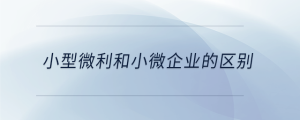 小型微利和小微企業的區別