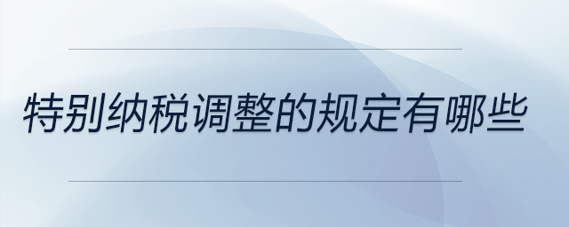 特別納稅調整的規定有哪些