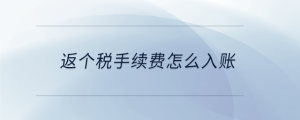 返個稅手續費怎么入賬