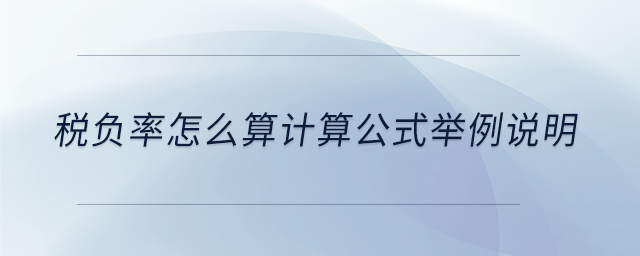稅負率怎么算計算公式舉例說明