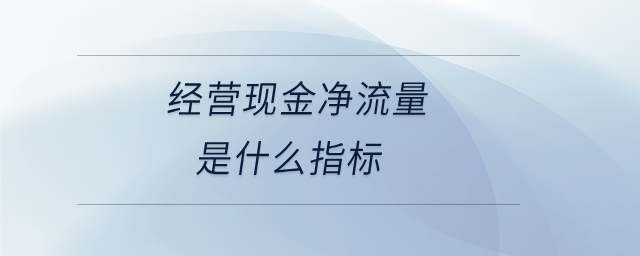 經營現金凈流量是什么指標