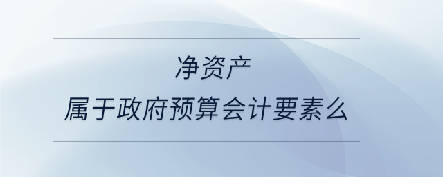 凈資產屬于政府預算會計要素么
