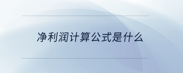 凈利潤計算公式是什么