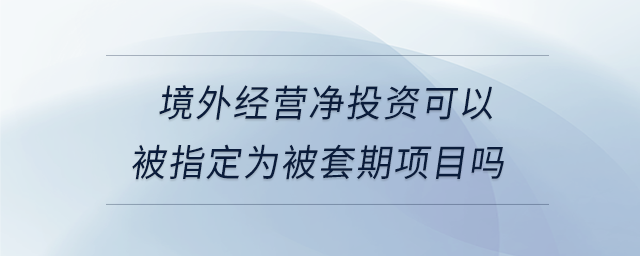 境外經營凈投資可以被指定為被套期項目嗎
