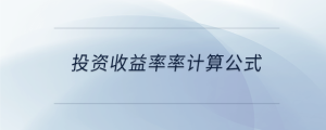 投資收益率率計算公式