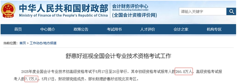 中級會計報名人數分析