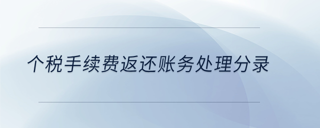 個稅手續(xù)費返還賬務處理分錄