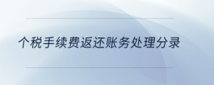 個稅手續費返還賬務處理分錄