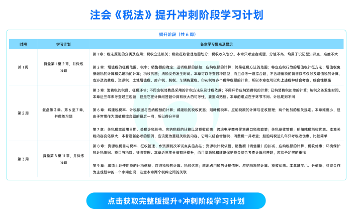 注會稅法學習計劃