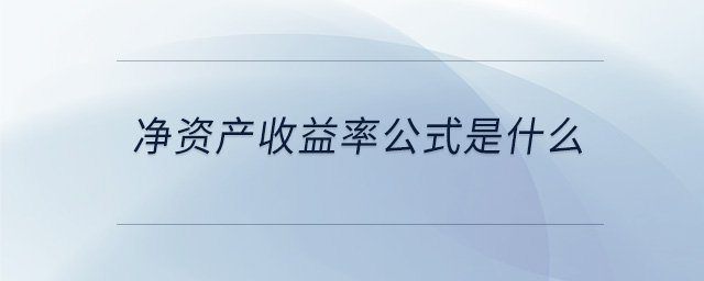 凈資產收益率公式是什么